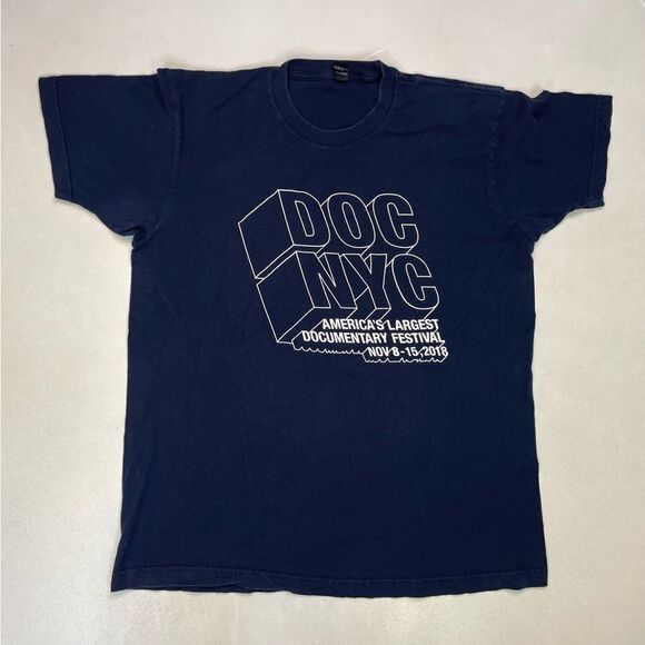 Doc NYC Documentary Festival 2018 New York Graphic T-shirt Men Large Blue - Picture 1 of 5